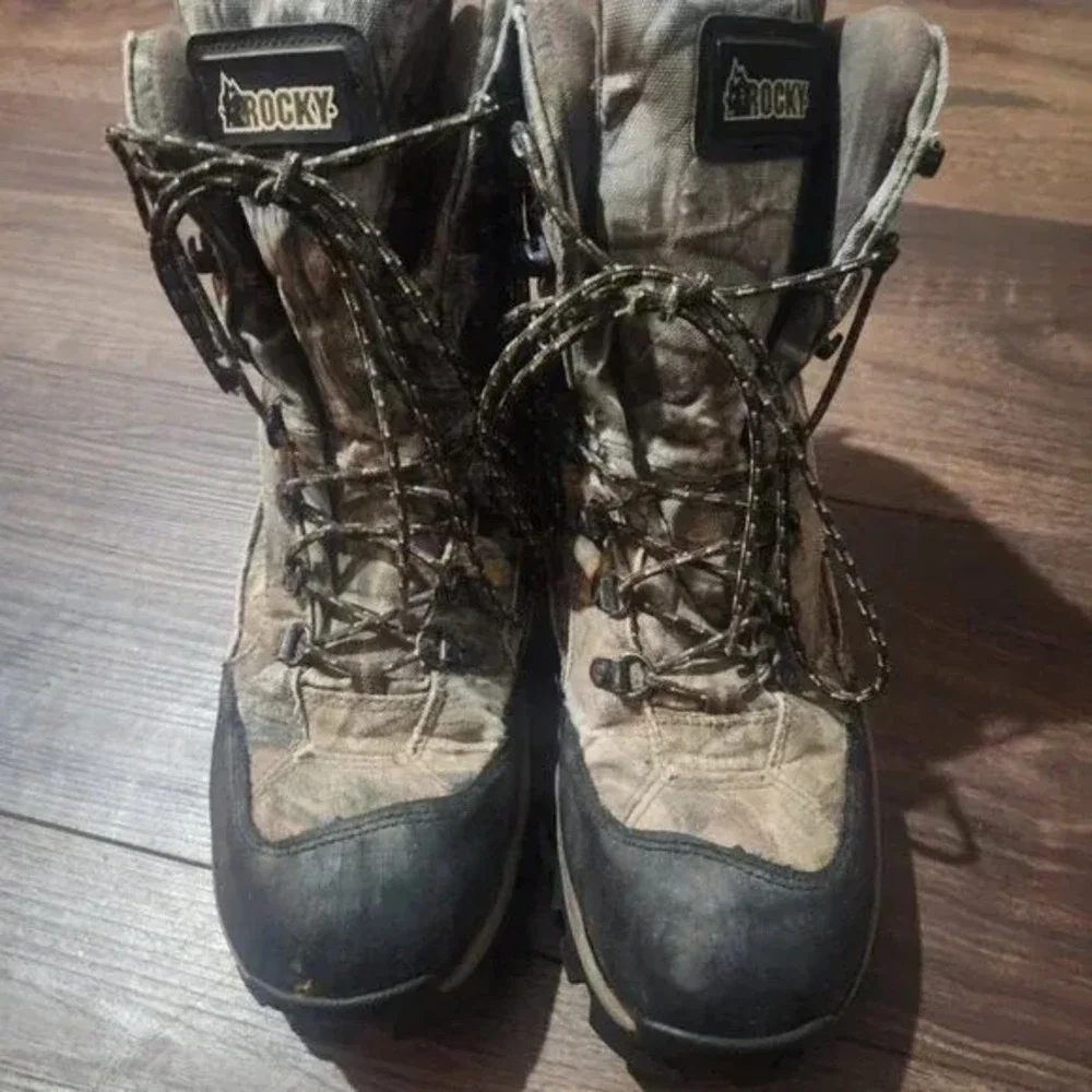 Rocky Lynx GTX Hunting Boots Mens‎ 13 Gore-Tex Camo Woodland Lace Up Waterproof
